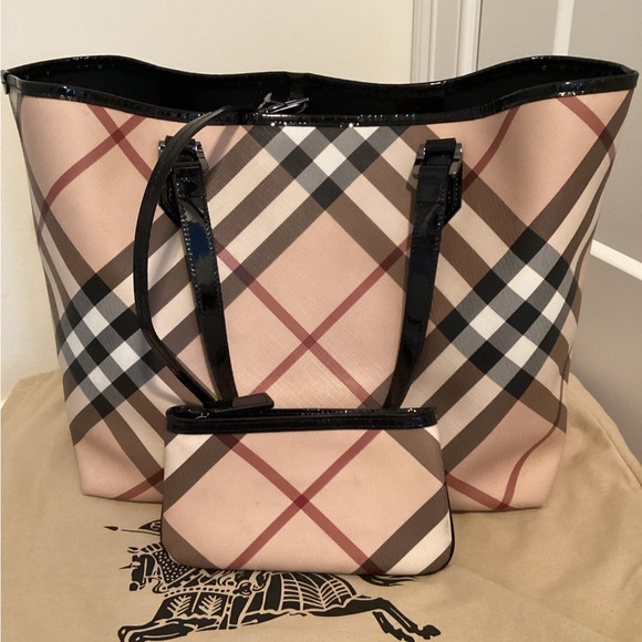 💯 Authentic Burberry LARGE Nova Check Tote Handbag Shoulder Bag - Picture 11 of 16